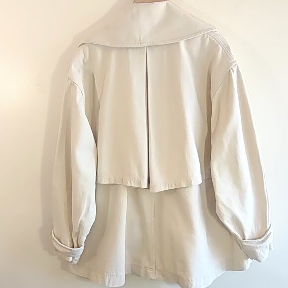 Free People Highlands Cotton Canvas Pea Coat Jacket Trench Boho Casual Sz Medium - Picture 7 of 12